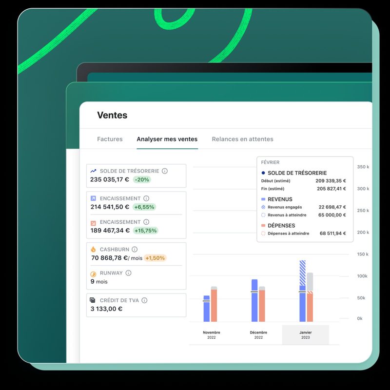 Pennylane : tableau de bord des ventes et de la trésorerie